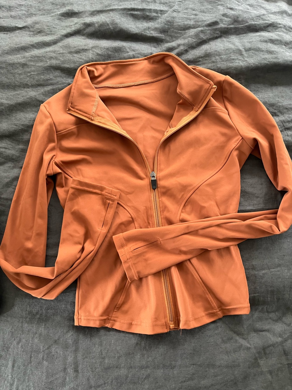 Rust Orange Zip-Up Hoodie Jacket